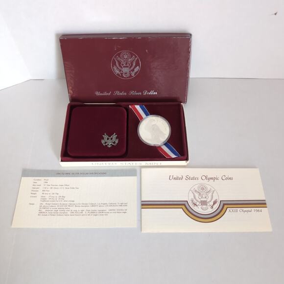 United States 1984 Olympics Los Angeles Robert Graham Silver Dollar Proof Coin S - Picture 1 of 8